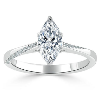 1.0 CT Marquise Cut Solitaire Moissanite Engagement Ring - crownmoissanite