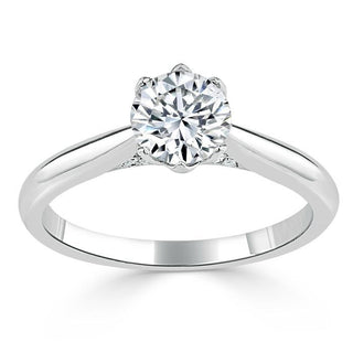 0.75 CT Round Shaped Moissanite Solitaire Engagement Ring - crownmoissanite