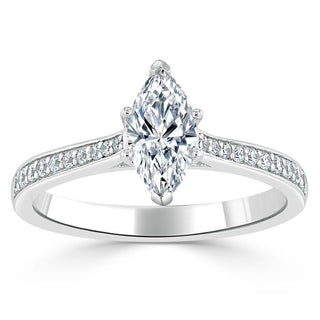 1.0 CT Marquise Shaped Moissanite Solitaire Engagement Ring - crownmoissanite