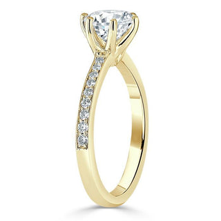 0.75 CT Round Cut Solitaire Moissanite Engagement Ring With Channel Setting - crownmoissanite