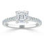 1.0 CT Asscher Cut Solitaire Pave Setting Moissanite Engagement Ring - crownmoissanite