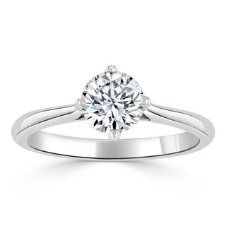 0.75 CT Round Cut Solitaire Moissanite Engagement Ring - crownmoissanite