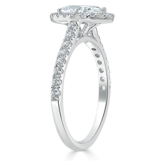 1.0 CT Marquise Shaped Moissanite Halo Engagement Ring - crownmoissanite