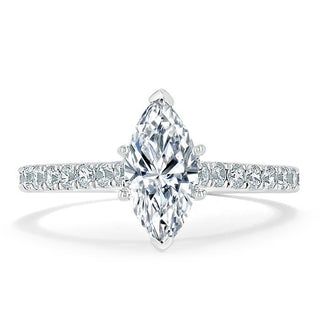 1.0 CT Marquise Cut Solitaire Pave Moissanite Engagement Ring - crownmoissanite