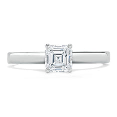 1.0 CT Asscher Cut Solitaire Moissanite Engagement Ring - crownmoissanite