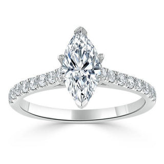 1.0 CT Marquise Cut Solitaire Pave Moissanite Engagement Ring - crownmoissanite