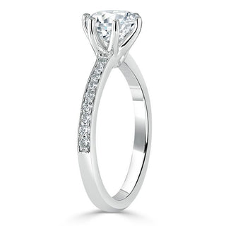 0.75 CT Round Cut Solitaire Moissanite Engagement Ring With Channel Setting - crownmoissanite