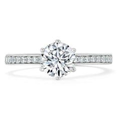 0.75 CT Round Cut Solitaire Moissanite Engagement Ring With Channel Setting - crownmoissanite