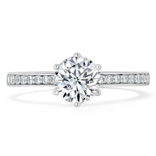 0.75 CT Round Cut Solitaire Moissanite Engagement Ring With Channel Setting - crownmoissanite