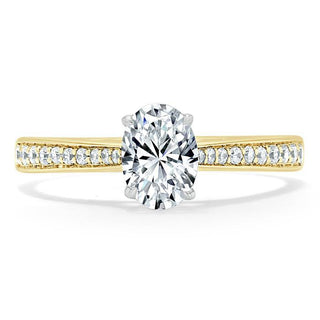 0.94 CT Oval Cut Solitaire Moissanite Engagement Ring With Pave Setting - crownmoissanite