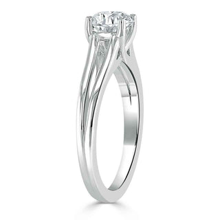 1.0 CT Asscher Shaped Moissanite Solitaire Split Shank Engagement Ring - crownmoissanite