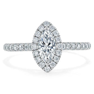 1.0 CT Marquise Shaped Moissanite Halo Engagement Ring - crownmoissanite