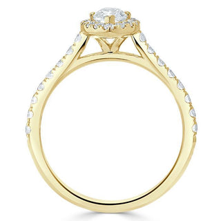 1.0 CT Marquise Shaped Moissanite Halo Engagement Ring - crownmoissanite