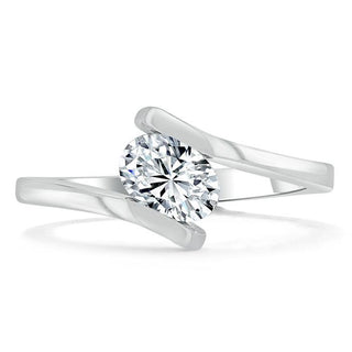 0.75 CT Oval Cut Solitaire Bypass Setting Moissanite Engagement Ring - crownmoissanite