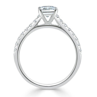 1.0 CT Princess Cut Solitaire Pave Setting Moissanite Engagement Ring - crownmoissanite