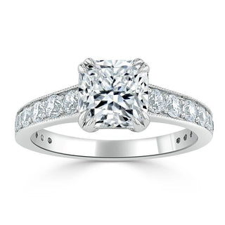 1.5 CT Cushion Shaped Moissanite Solitaire Engagement Ring - crownmoissanite