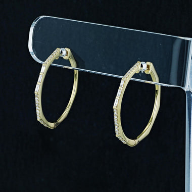 0.40 TCW Round Moissanite Diamond Hoop Earrings - crownmoissanite