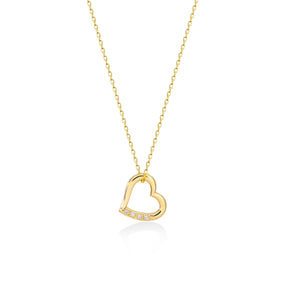 0.01 TCW Round Moissanite Diamond Heart Necklace - crownmoissanite