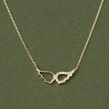 0.10 TCW Round Moissanite Diamond Wing Pendent Necklace - crownmoissanite