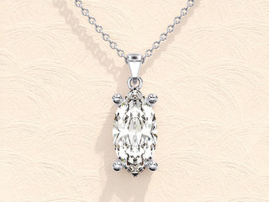 1.0 CT Marquise Moissanite Diamond Solitaire Necklace - crownmoissanite