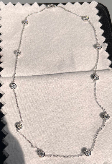 5.0 TCW Round Moissanite Diamond Dainty Necklace - crownmoissanite