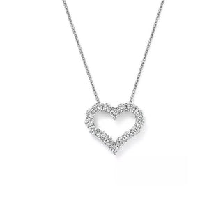 0.60 TCW Round Moissanite Diamond Heart Shaped Necklace - crownmoissanite