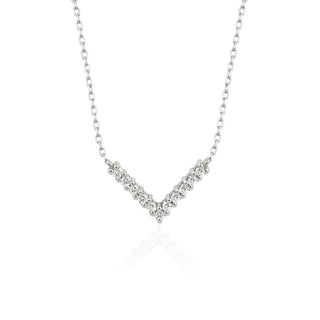 0.10 TCW Round Moissanite Diamond V Shaped Necklace - crownmoissanite