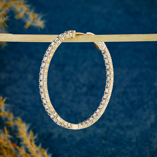 2.66 TCW Round Moissanite Diamond Hoop Earrings - crownmoissanite