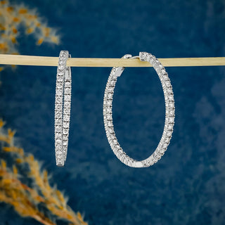 2.66 TCW Round Moissanite Diamond Hoop Earrings - crownmoissanite