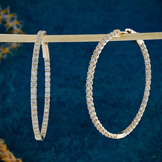 2.30 TCW Round Moissanite Diamond Hoop Earrings - crownmoissanite