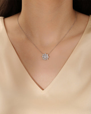 0.50 CT Round Moissanite Diamond Floral Necklace - crownmoissanite