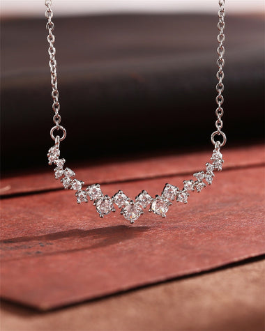 1.20 TCW Round Moissanite Diamond Cluster Necklace - crownmoissanite