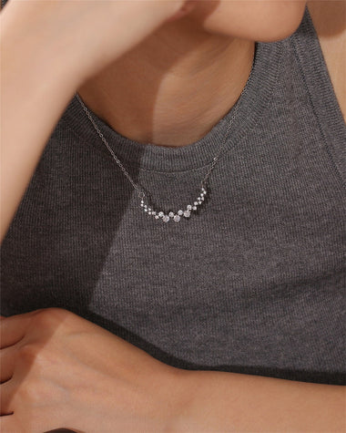 1.20 TCW Round Moissanite Diamond Cluster Necklace - crownmoissanite