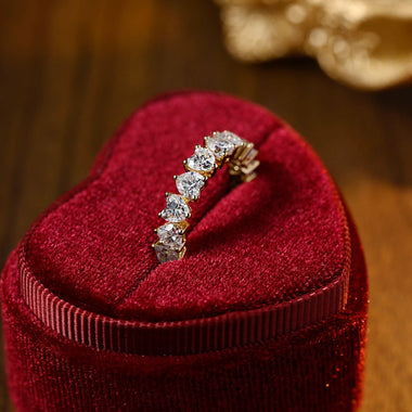 3.0 TCW Heart Moissanite Diamond Full Eternity Wedding Band - crownmoissanite