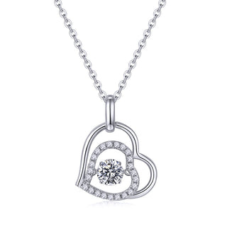 0.50 CT Round Moissanite Diamond Heart Shaped Pendant Necklace - crownmoissanite