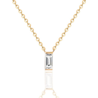 0.10 TCW Baguette Moissanite Diamond Solitaire Necklace - crownmoissanite