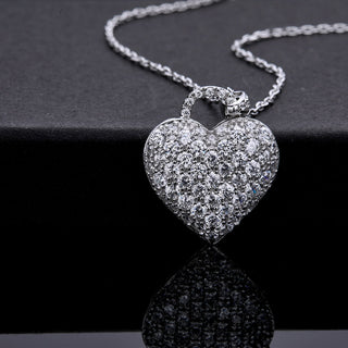 1.20 TCW Round Moissanite Diamond Heart Pendant Necklace - crownmoissanite