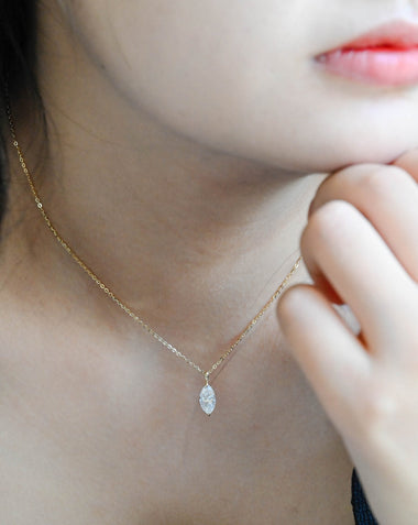 0.80 TCW Marquise Moissanite Diamond Solitaire Necklace - crownmoissanite