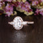 0.75 CT Oval Halo Three Stone Moissanite Engagement Ring - crownmoissanite