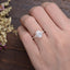 0.75 CT Oval Halo Three Stone Moissanite Engagement Ring - crownmoissanite