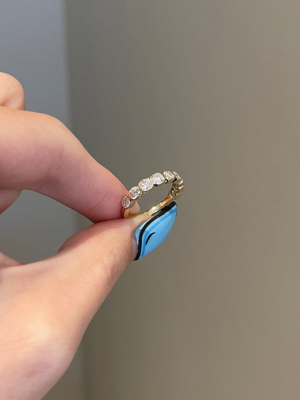 0.90 TCW Cushion Shaped Moissanite Half Eternity Wedding Band - crownmoissanite