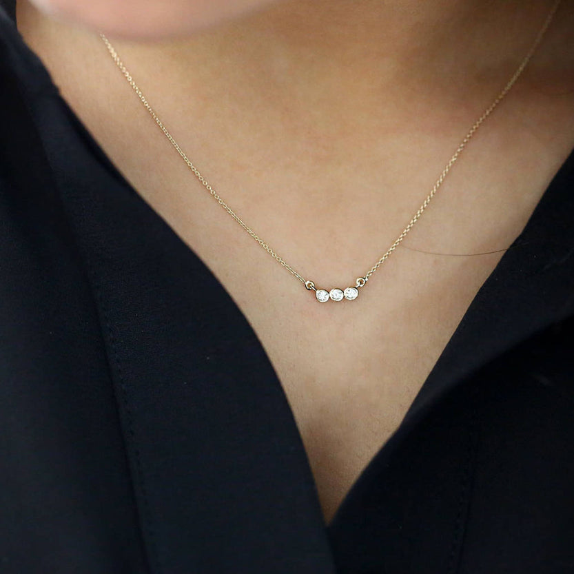 0.10 TCW Round Moissanite Bezel Necklace - crownmoissanite