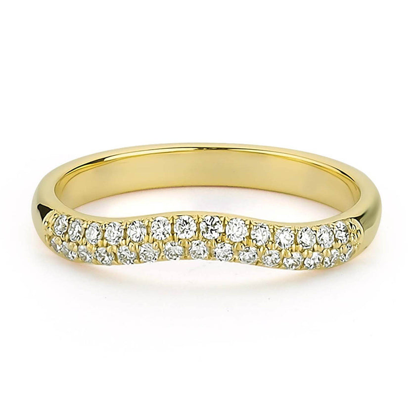 0.21 TCW Round Moissanite Curved Wedding Band - crownmoissanite