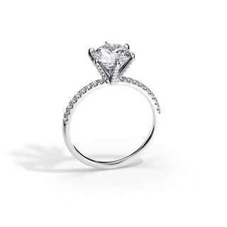 2.0 CT Round Moissanite  Pave Setting Engagement Ring