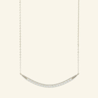 0.18 TCW Round Moissanite Curved Bar Necklace - crownmoissanite