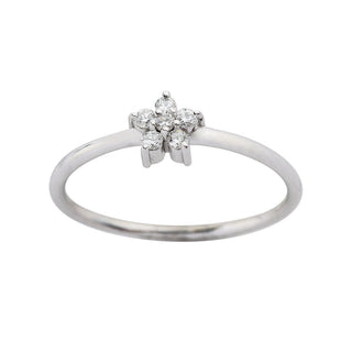 0.08 TCW Round Moissanite Flower Dainty Ring - crownmoissanite