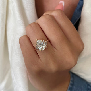 3.0 CT Pear Moissanite Cluster Style Engagement Ring