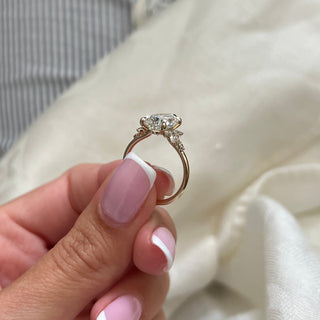 3.0 CT Pear Moissanite Cluster Style Engagement Ring