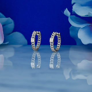 0.80 TCW Baguette Moissanite Diamond Huggie Hoop Earrings - crownmoissanite