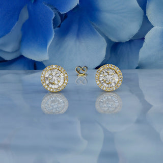 0.83 TCW Round & Baguette Moissanite Diamond Cluster Stud Earrings - crownmoissanite